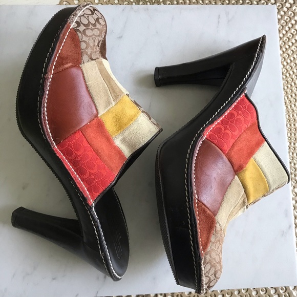 Coach Suede Leather Logo Mules - Picture 4 of 9